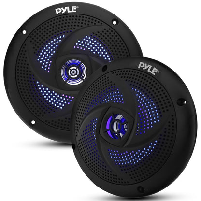 Marine Waterproof Speakers 6.5" - 240W, LED Lights, Slim Style, Blue