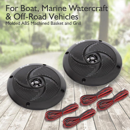 Marine Waterproof Speakers 6.5" - 240W, LED Lights, Slim Style, Blue