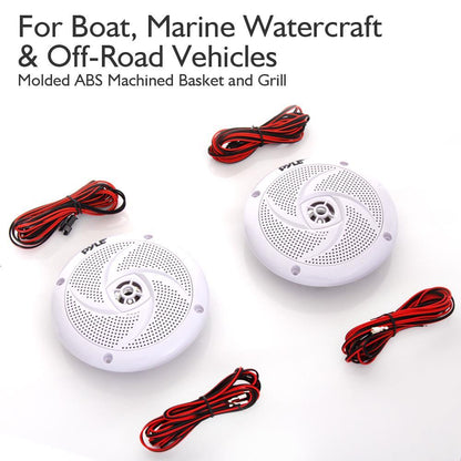 Marine Speakers 6.5" Waterproof 240W LED Lights White