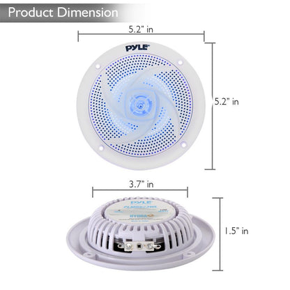 Marine Speakers 6.5" Waterproof 240W LED Lights White