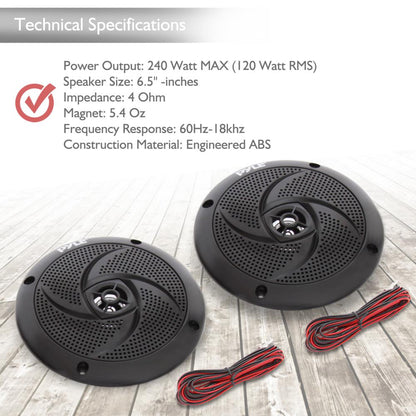 product image number 5 for Pyle 6.5 Inch Low-Profile Marine Speakers
