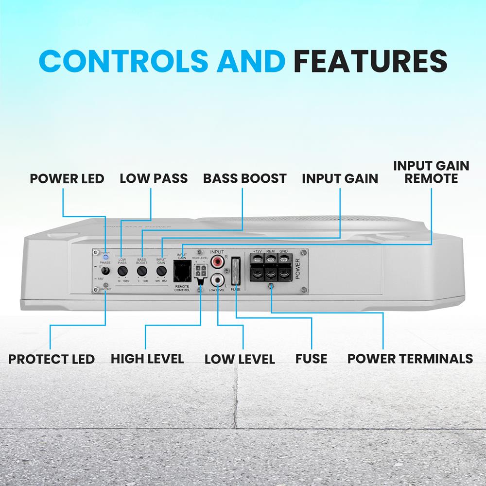 10" 900W Low-Profile Marine Subwoofer System with Built-In Amp - Thumbnail 3
