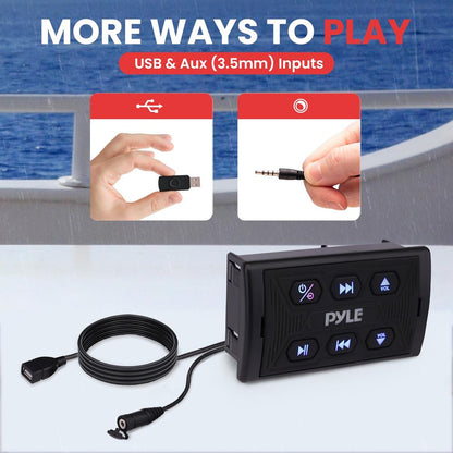 Marine Bluetooth Audio Controller Kit, Water-Resistant, Compact Mic