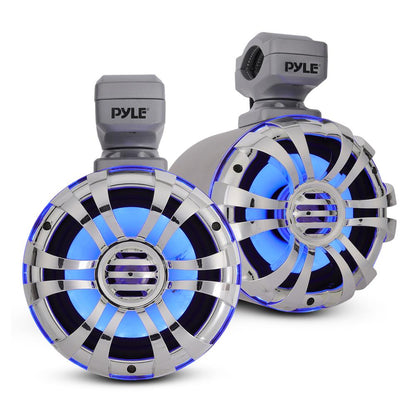 Marine Speakers Waterproof 200W Stainless Steel LED Lights Silver