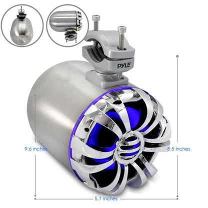 Marine Speakers Waterproof 200W Stainless Steel LED Lights Silver