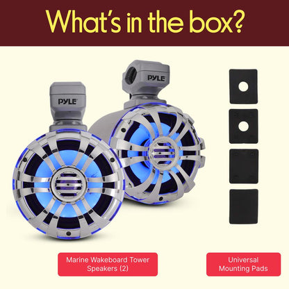 Marine Speakers Waterproof 200W Stainless Steel LED Lights Silver