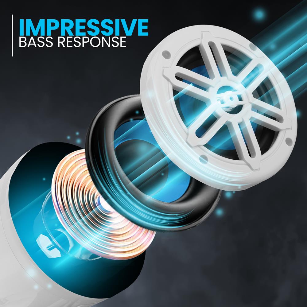 Waterproof Off-Road Speakers 180W 360° Bracket White - Thumbnail 4