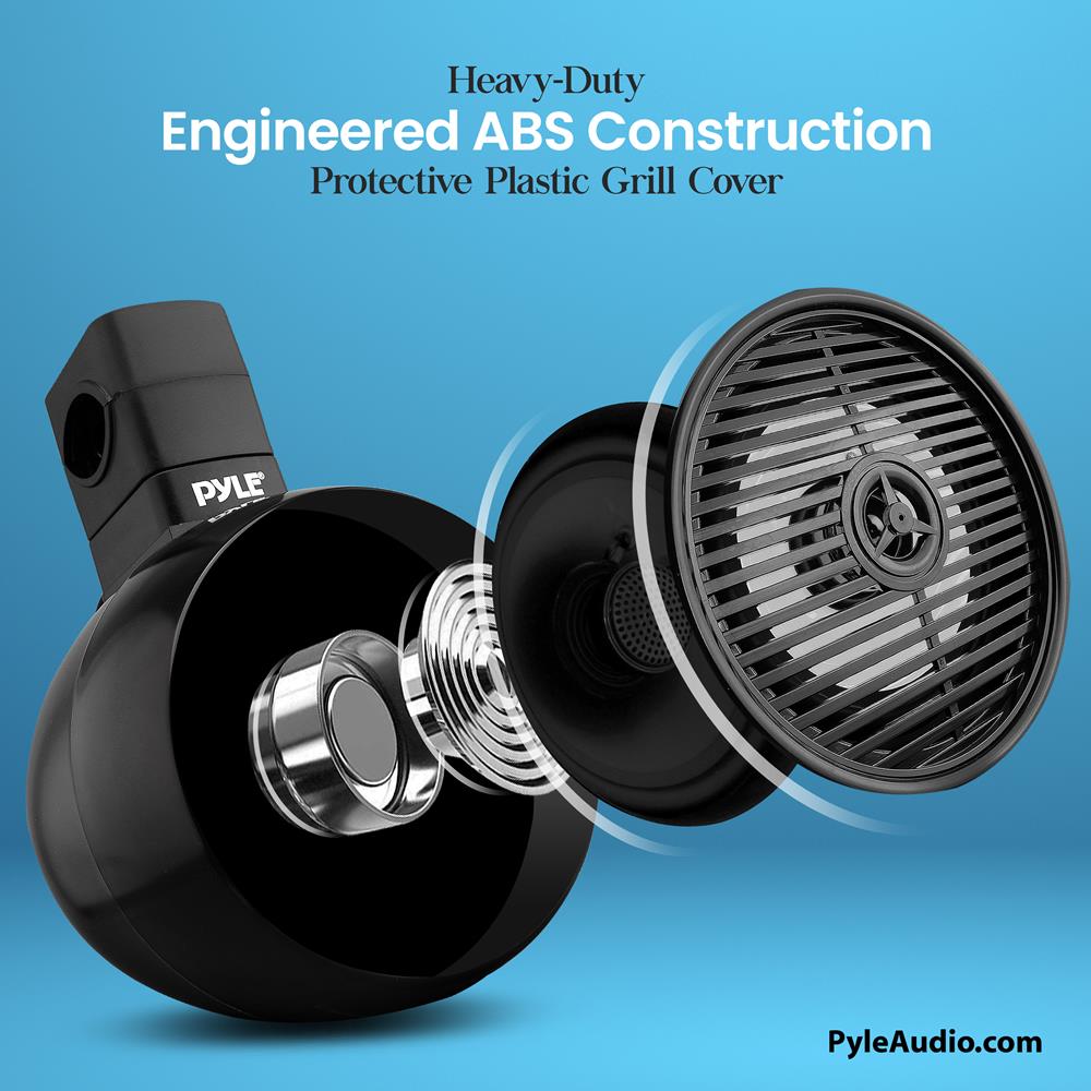 Pyle 6.5" Waterproof Marine Speakers with LED Lights - Thumbnail 2