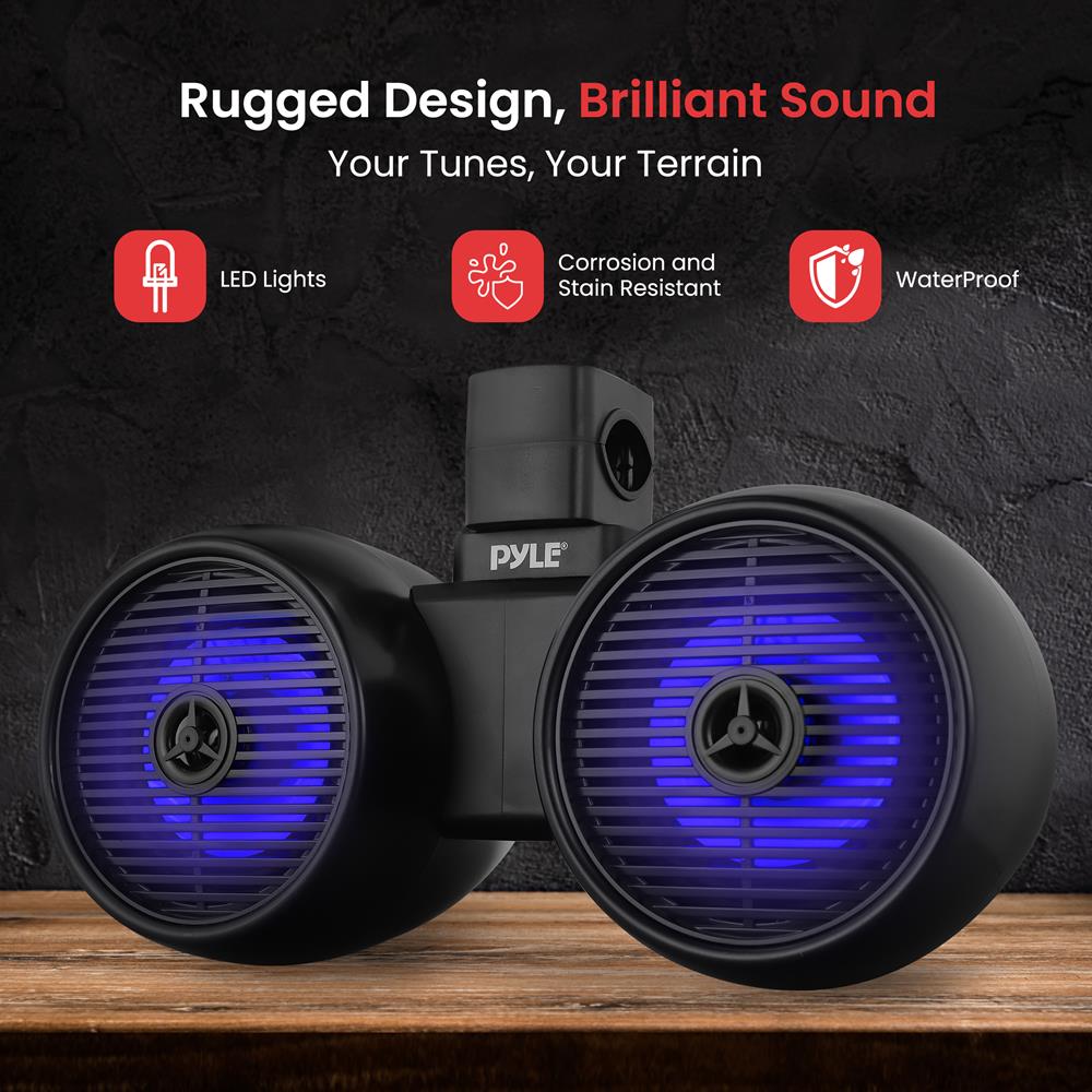 Dual Bluetooth Marine Speakers - Waterproof 200W LED 6.5