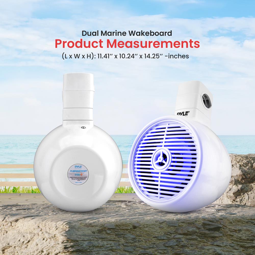 Waterproof Bluetooth Marine Speakers 300W LED Lights White - Thumbnail 2