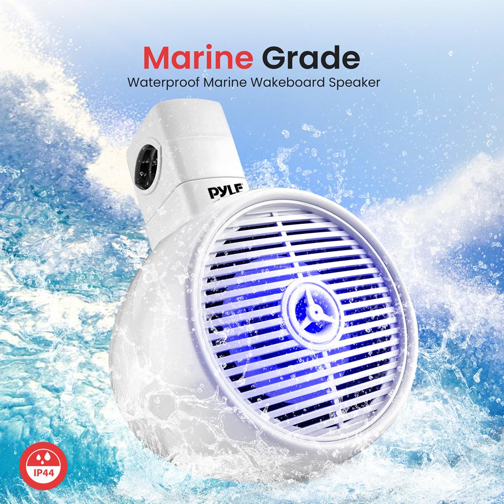 Waterproof Bluetooth Marine Speakers 300W LED Lights White - Thumbnail 5