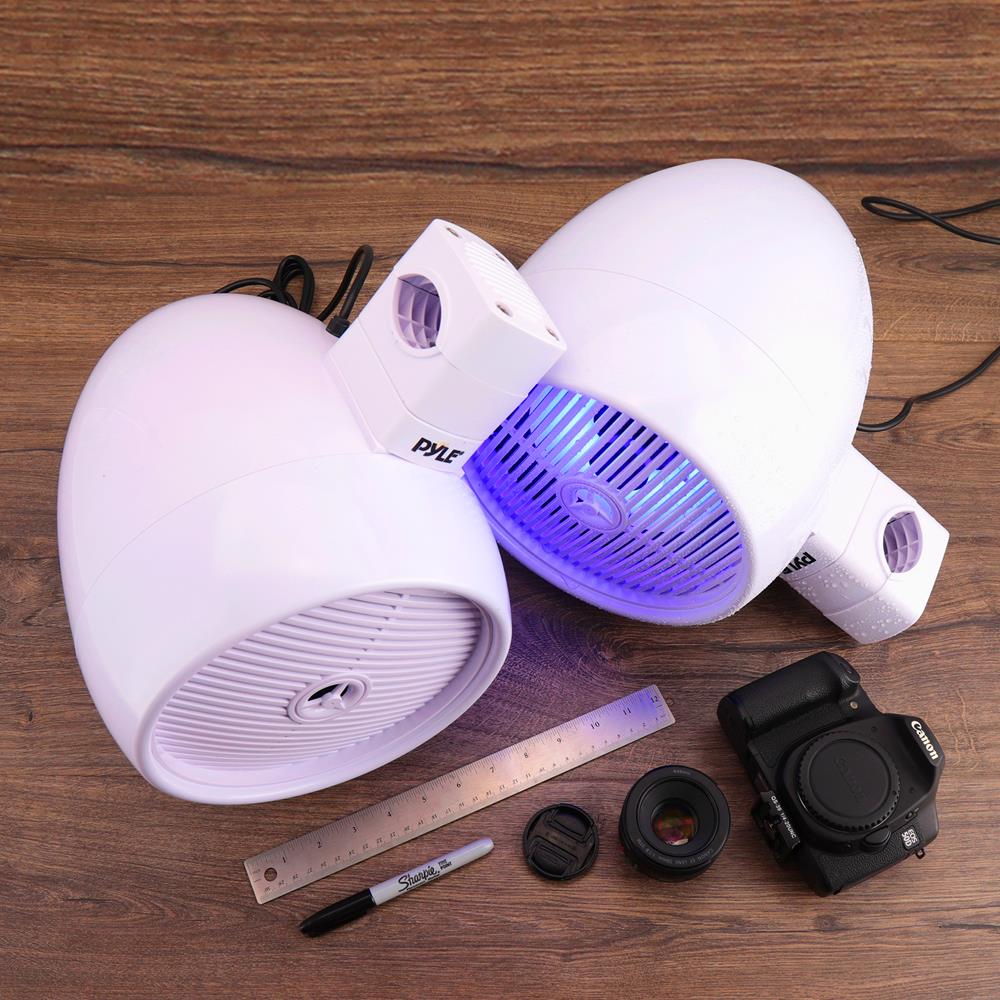 Waterproof Bluetooth Marine Speakers 300W LED Lights White – Pyle USA