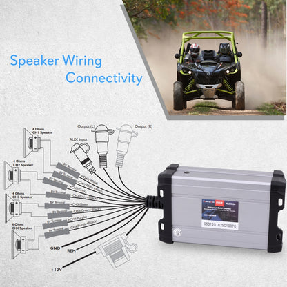 Marine Amplifier 1500W Waterproof 4-Channel IP-65