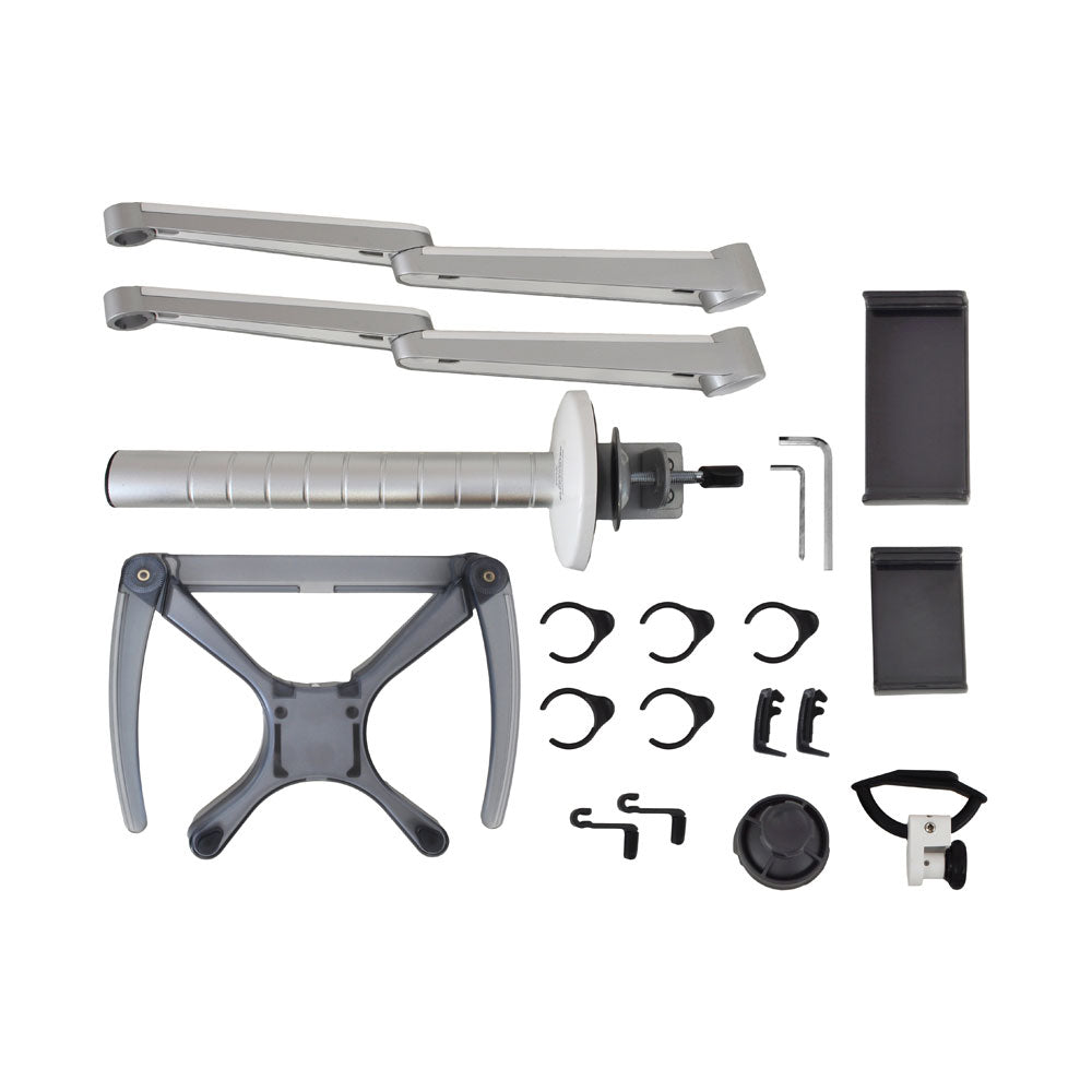 Adjustable Dual Device Stand for Laptop & Tablet, Swivel Base, Padded Clamp - Thumbnail 4