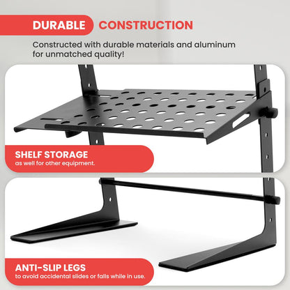 Portable Adjustable Laptop Stand with Storage Shelf, 6.3-10.9" Height