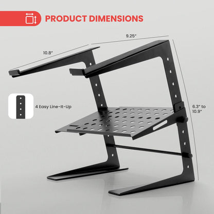 Portable Adjustable Laptop Stand with Storage Shelf, 6.3-10.9" Height