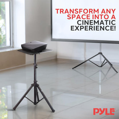 Laptop Projector Tripod Stand - Adjustable Metal, Portable, 14"x11" Tray
