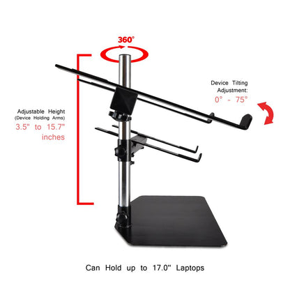 Portable Dual Laptop Stand - Ergonomic Adjustable Steel, 360° Swivel