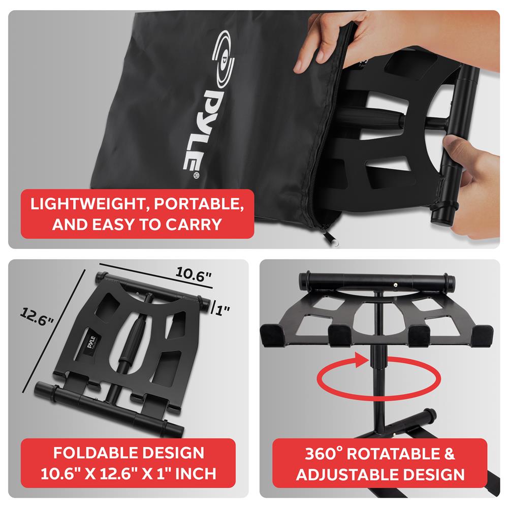 Pyle Projector Stand, Laptop Stand, PC Stand, Tripod Monitor Stand, Portable Studio Stand for DJ Equipment, with Adjustable Height, Black Pyle Projector Stand, Laptop Stand, PC Stand, Tripod Monitor Stand, Portable Studio Stand for DJ Equipment, with Adjustable Height, Black