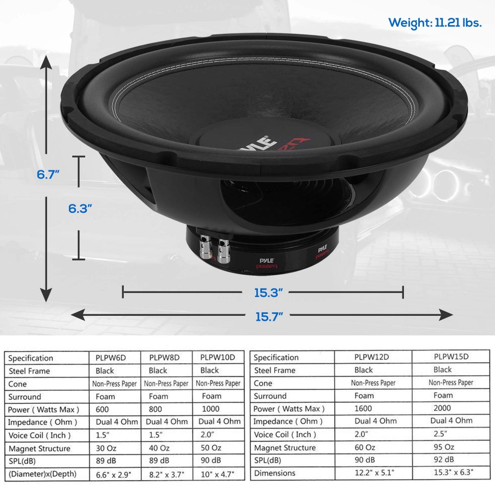 15'' Car Subwoofer Dvc 4-Ohm – Pyle USA