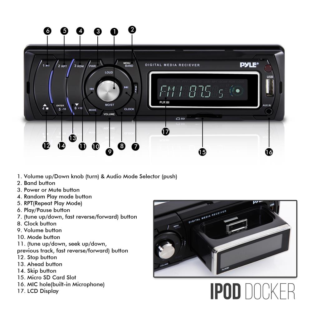 product image number 3 for Pyle Detachable Face Radio Stereo Receiver