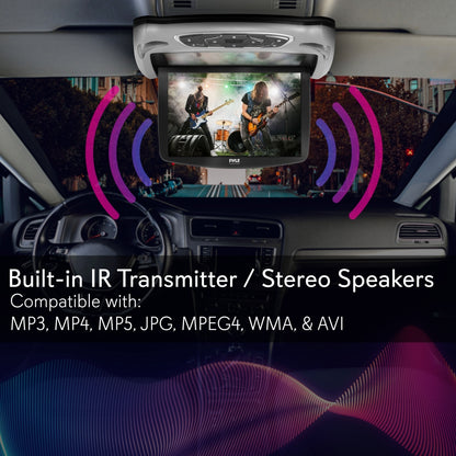 Car Roof DVD Player 13.3" Flip-Down Screen HDMI USB Grey