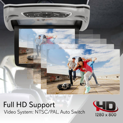 Car Roof DVD Player 13.3" Flip-Down Screen HDMI USB Grey