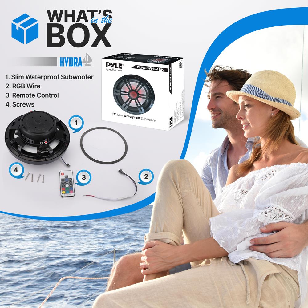 product image number 2 for Pyle 12'' Slim Waterproof Subwoofer