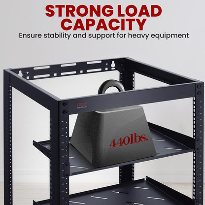 20U Open Frame Server Rack - Easy Mobility, Heavy-Duty Steel, Black