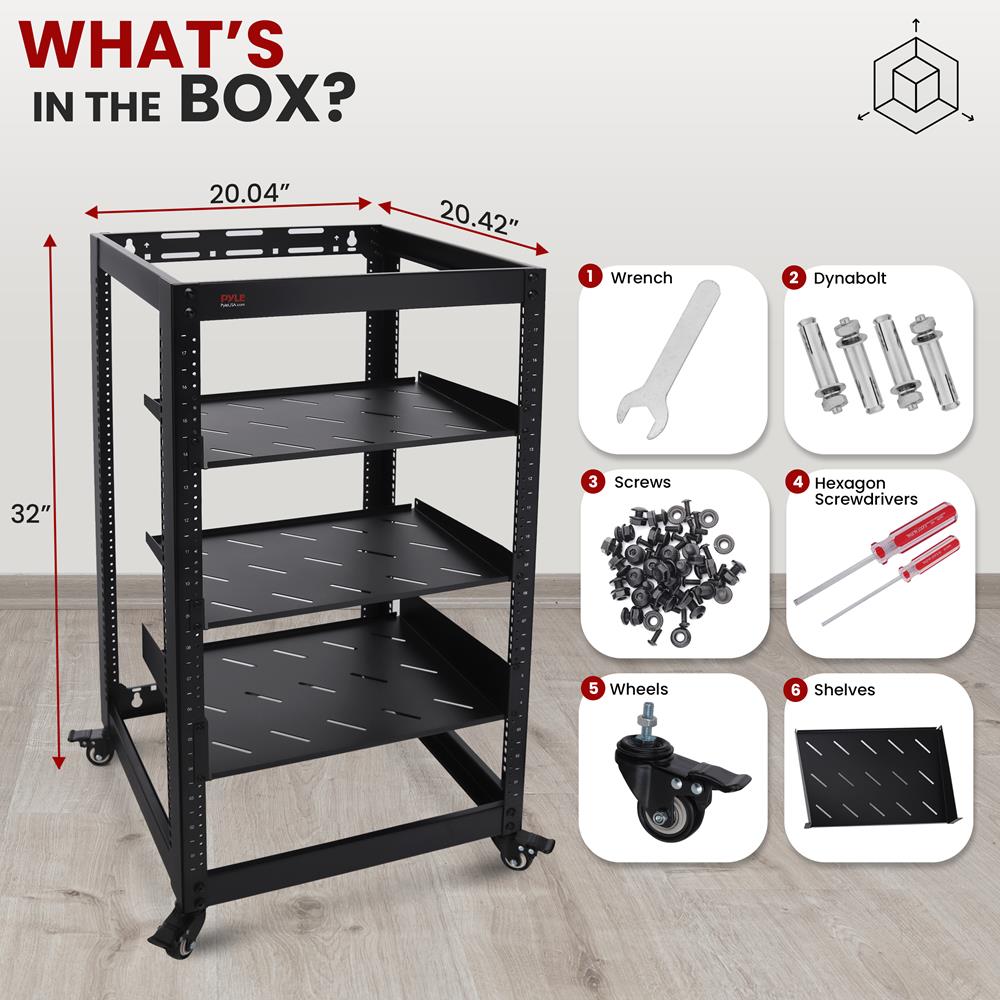 20U Open Frame Server Rack - Easy Mobility, Heavy-Duty Steel