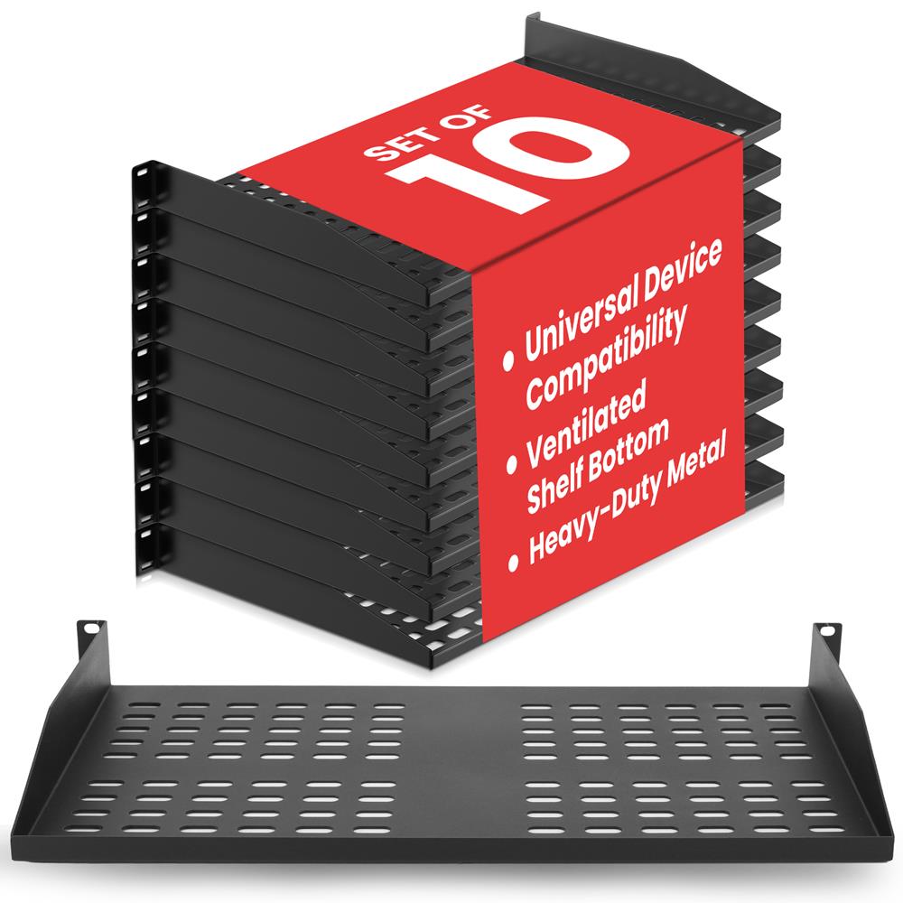 1U Server Rack Shelf, Ventilated Steel, 110 lbs Capacity - Thumbnail 5