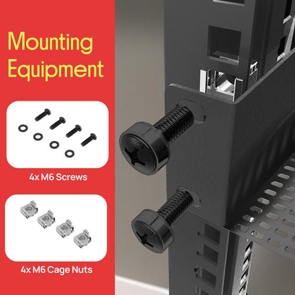 1Ux2 Server Rack Shelves - Universal Device Server Rack Mounting Tray