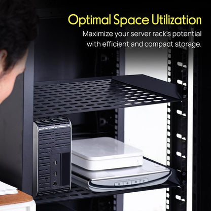 1Ux2 Server Rack Shelves - Universal Device Server Rack Mounting Tray