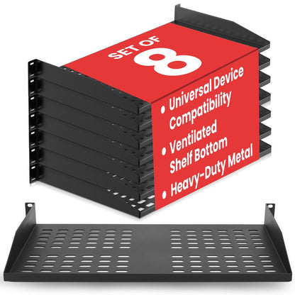 1U Universal Server Rack Shelf, Heavy Duty Steel Tray