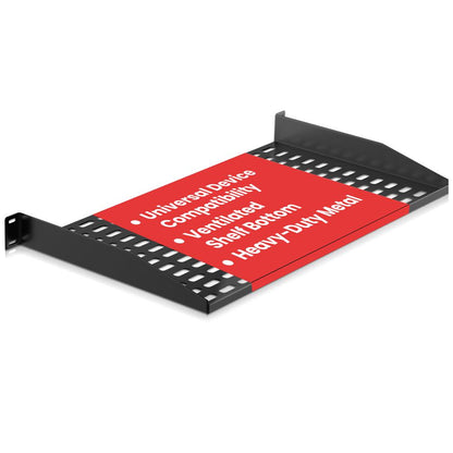 1U Server Rack Shelf, Ventilated Steel, 110 lbs Capacity