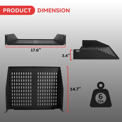 2U Server Rack Shelf, Enhanced Airflow, Heavy-Duty Steel, Black