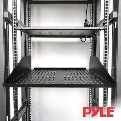 2U Server Rack Shelf, Enhanced Airflow, Heavy-Duty Steel, Black