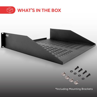 2U Server Rack Shelf, Enhanced Airflow, Heavy-Duty Steel, Black