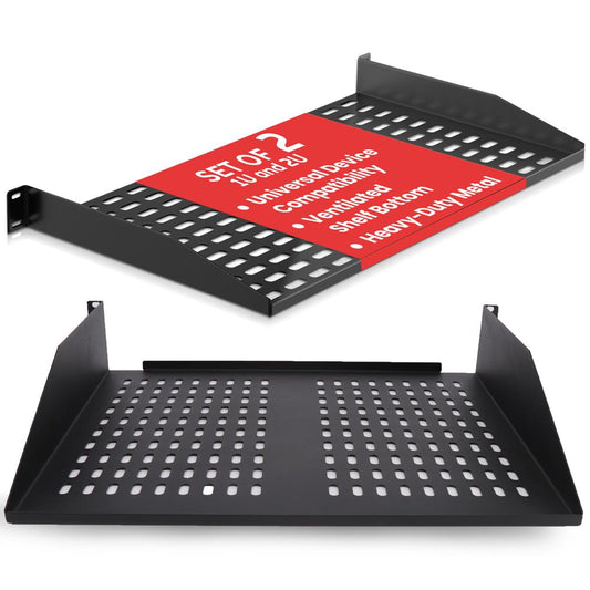 19" Server Rack Shelves, 110lbs Capacity, Ventilated Steel