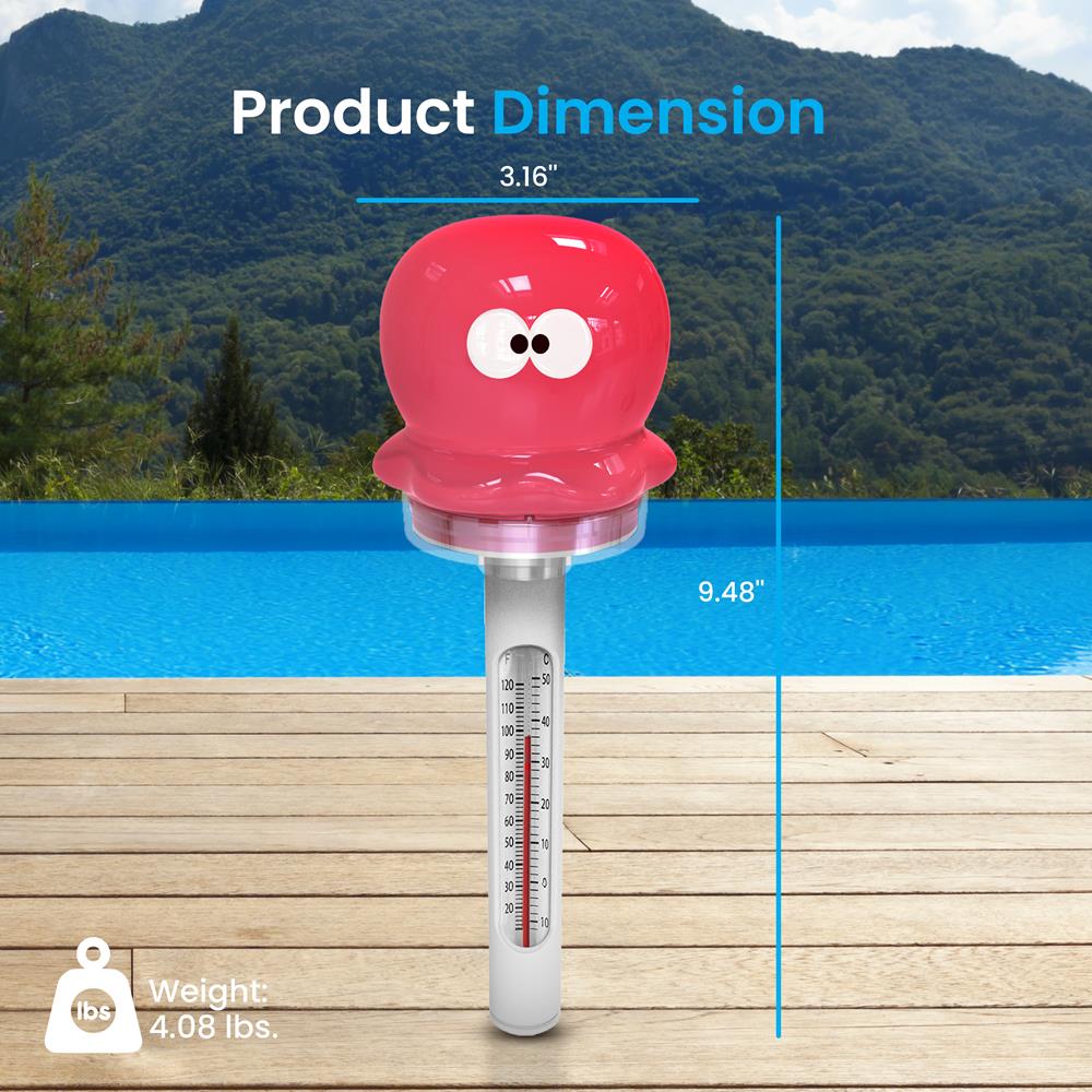 product image number 2 for Pyle Solar Light Up Octopus Thermometer