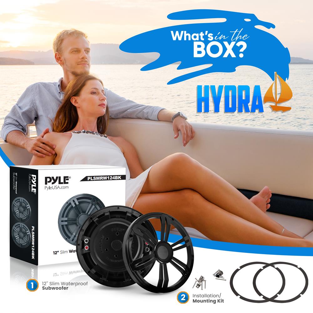product image number 2 for Pyle 12'' Slim Waterproof Subwoofer