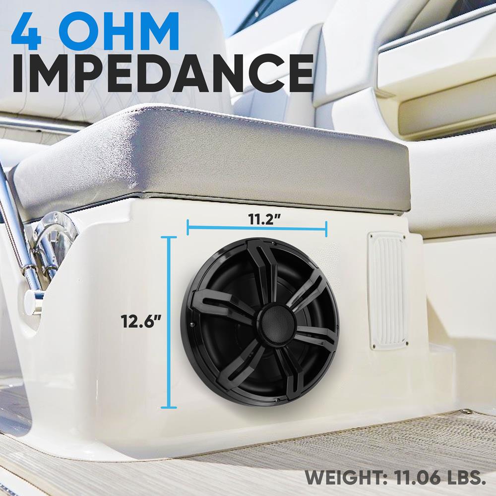 12" Slim Marine Subwoofer 500W Waterproof PP Cone for Car/Boat - Thumbnail 3
