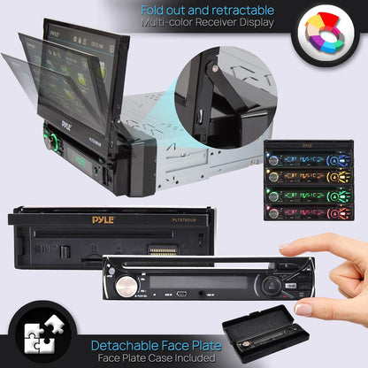Car Stereo Video Receiver With Cd/Dvd Player, Bluetooth Wireless Streaming, Hands-Free Talking, Motorized Fold-Out 7’’ Touchscreen Display, Mp3/Usb/Am/Fm Radio, Single Din