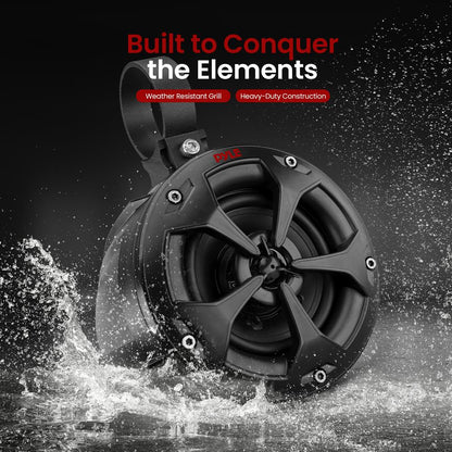 2-Way Waterproof Off-Road Speakers 800W Marine Grade, 4" Woofer, Black