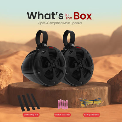 4" Off-Road Bluetooth Speakers 800W Waterproof Marine Grade, Black