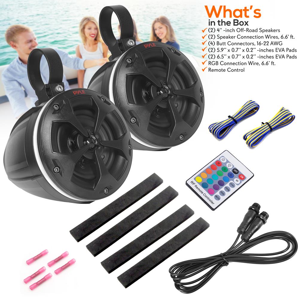 2-Way Waterproof Off-Road Speakers 800W RGB Lights Marine Grade - Thumbnail 2