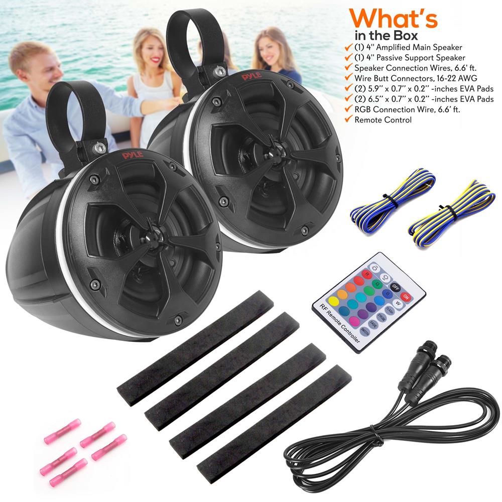 Marine Bluetooth Speakers 800W Waterproof RGB Lights for ATV/UTV - Thumbnail 2