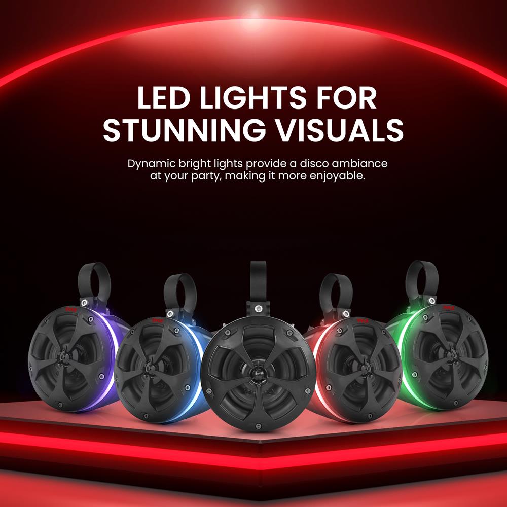 Waterproof Off-Road Speakers 800W RGB Lights Marine Grade 4" (2 Pair) - Thumbnail 2