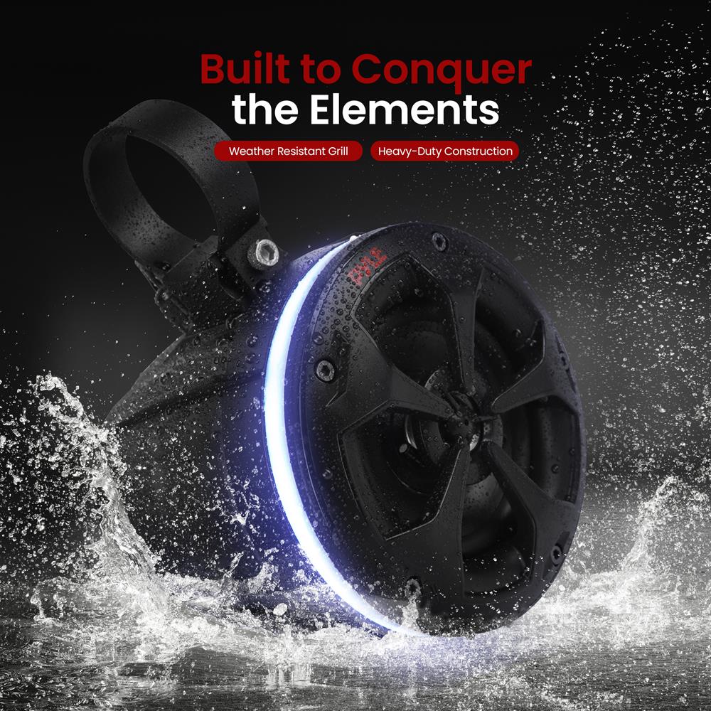 Waterproof Off-Road Speakers 800W RGB Lights Marine Grade 4" (2 Pair)