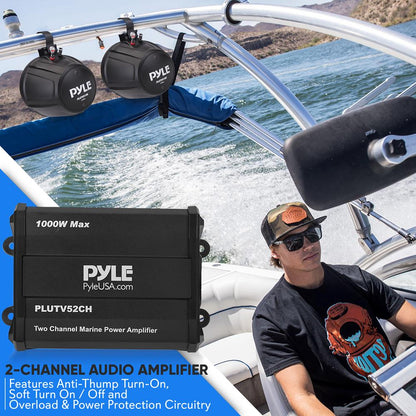Marine Speakers 1000W Waterproof 5.25" 2-Ch Amp IP-X45